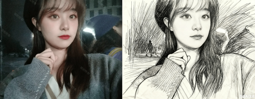 手绘铅笔素描线稿