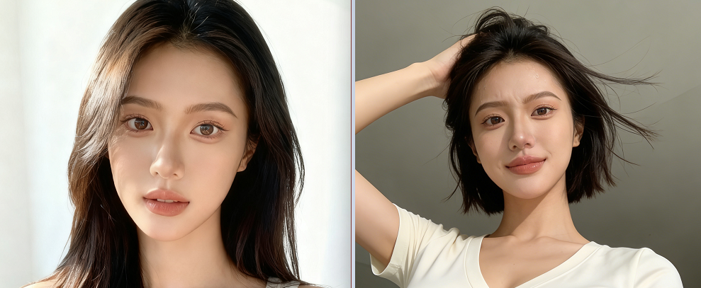 仰拍微醺短发美女特写