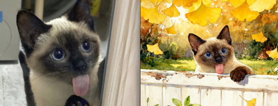 秋日宠物温馨油画