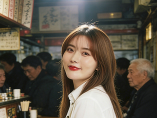 居酒屋闪光灯复古人像