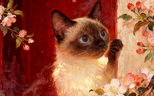 古风红墙猫咪