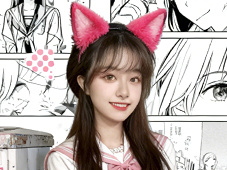 波普风粉色甜美漫画少女