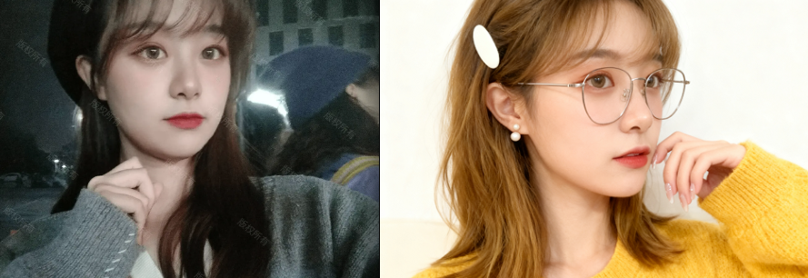 黄毛衣眼镜自拍