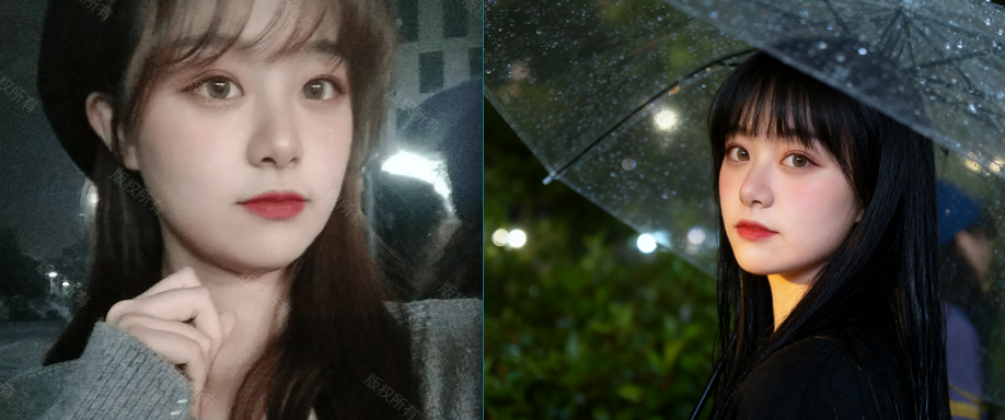 雨天清冷少女特写