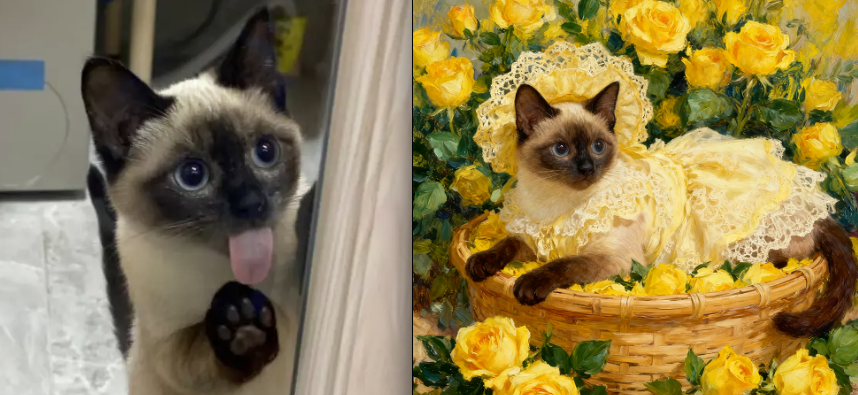 油画宠物黄玫瑰