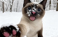 雪地猫咪特写
