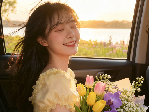 车窗鲜花阳光写真