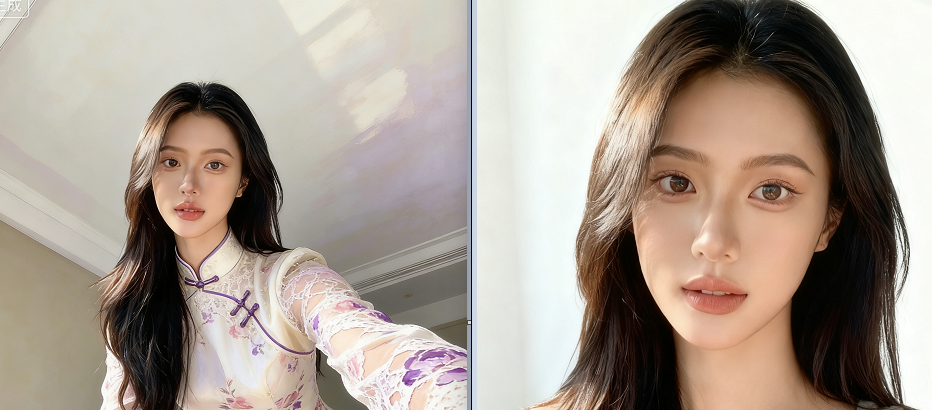 旗袍少女仰拍写意照